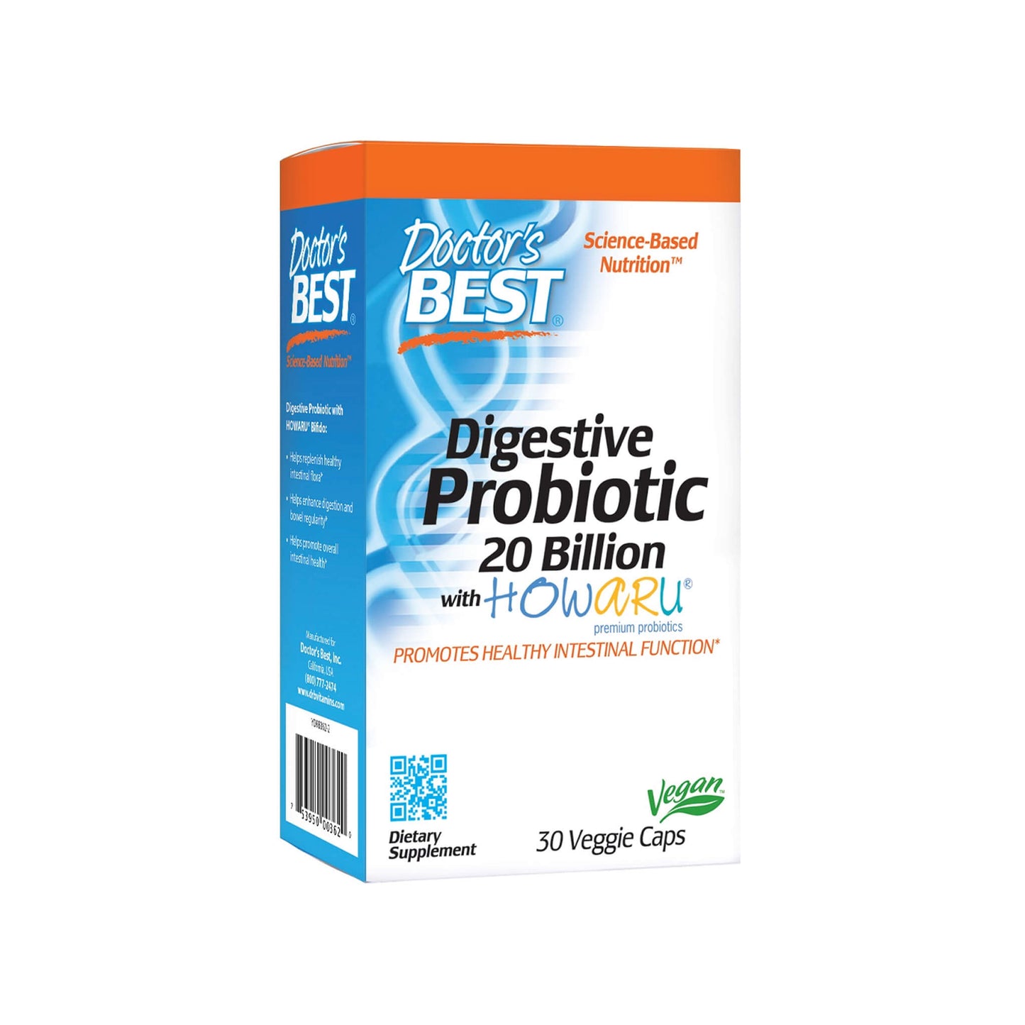 Doctor's Best Digestive Probiotic, 20 Billion CFU - 30 Veg Capsules