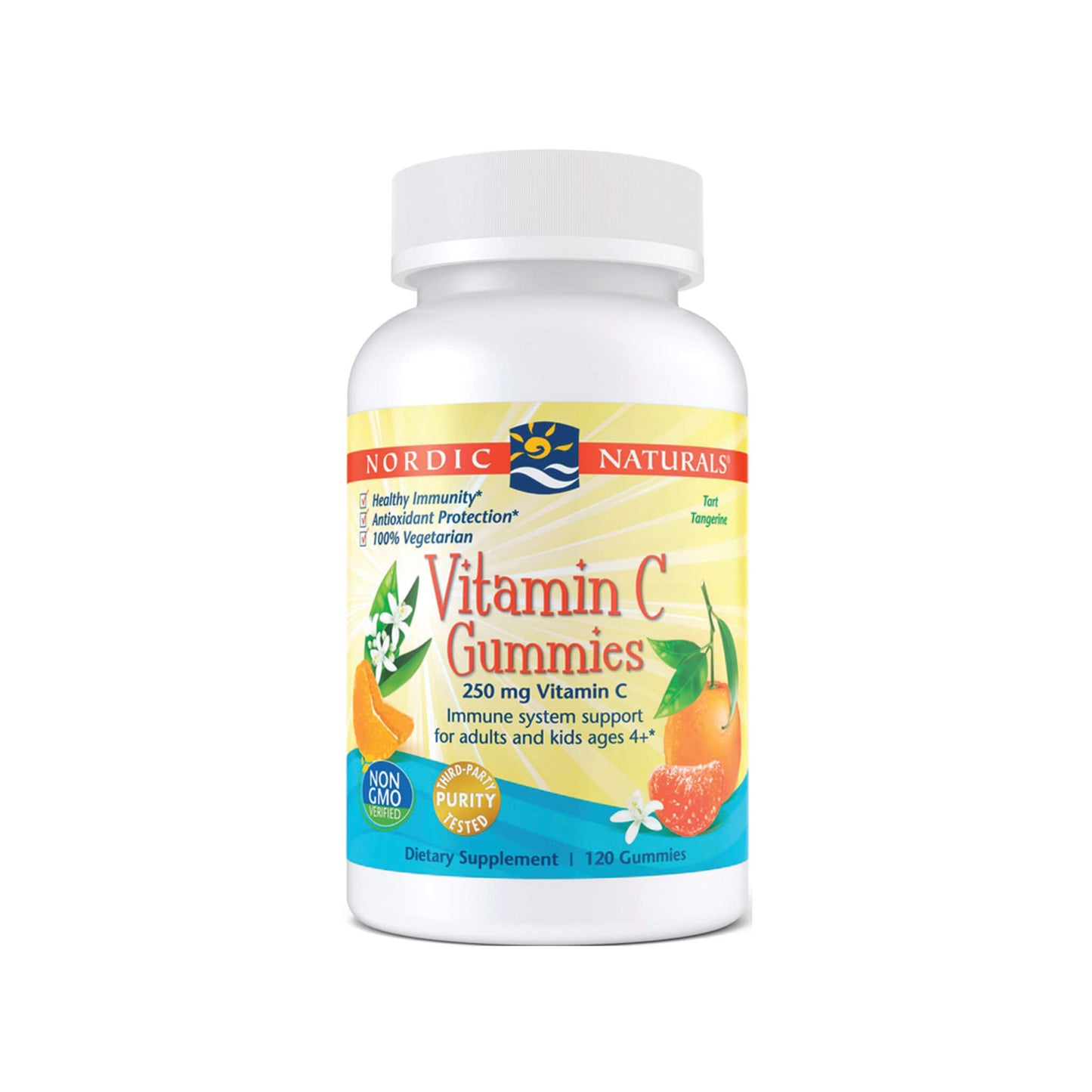 Nordic Naturals, Vitamin C Gummies, 250 mg Tangerine - 120 Gummies