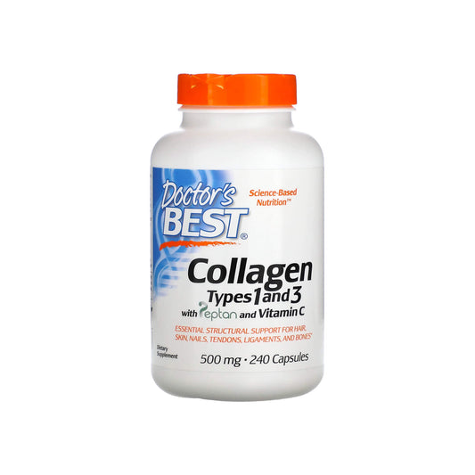 Doctor's Best Collagen Types 1 and 3 with Peptan and Vitamin C, 500 mg - 240 Capsules