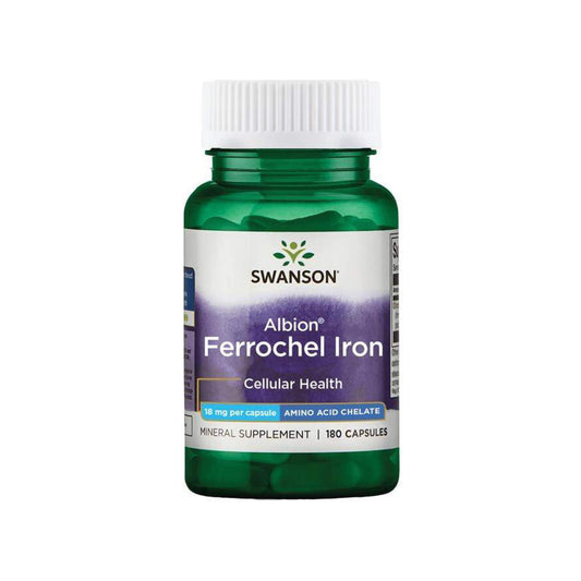 Swanson, Albion Ferrochel Iron, 18 mg - 180 Capsules